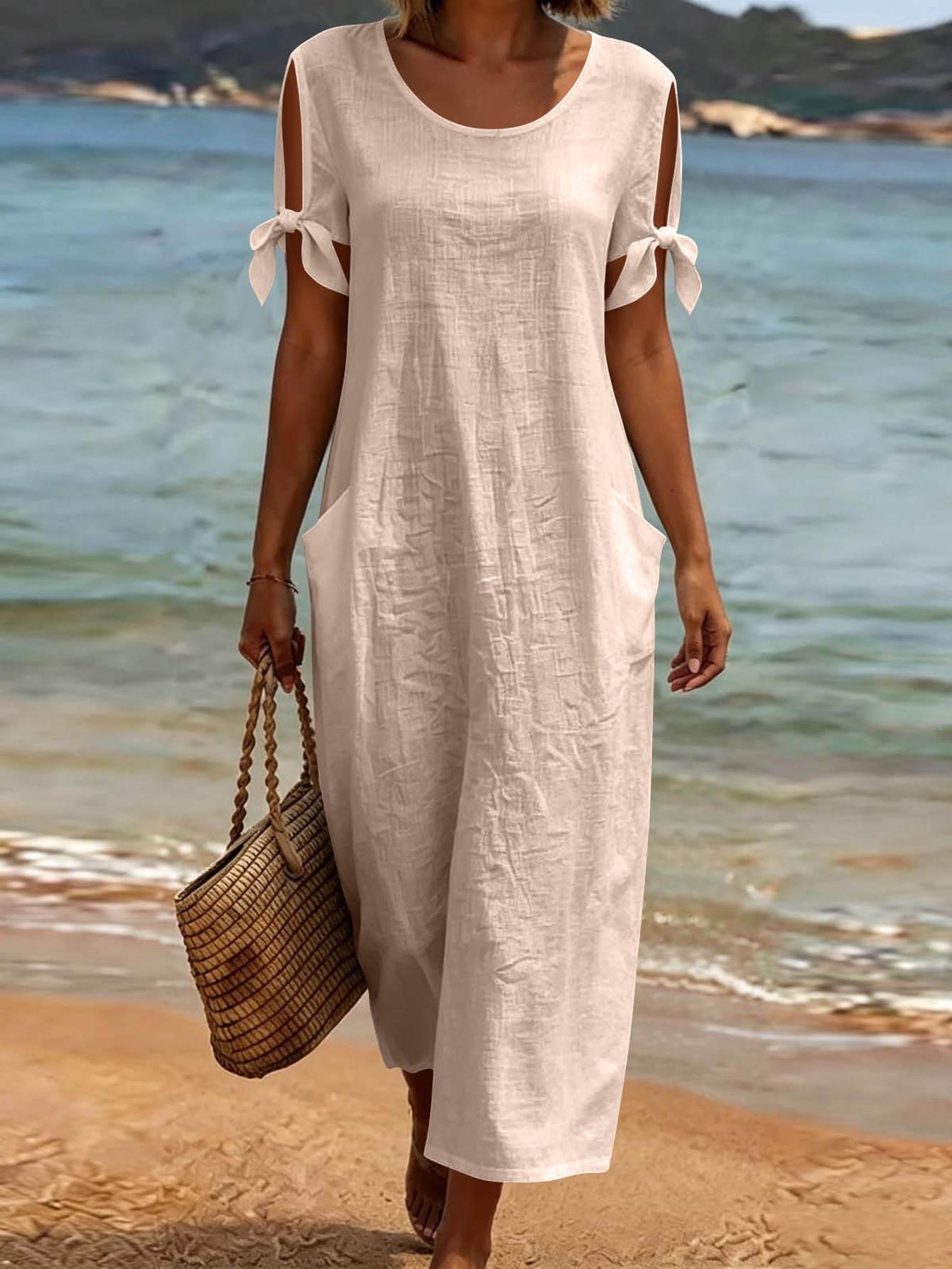 cotton white dress sold on Temu United States
