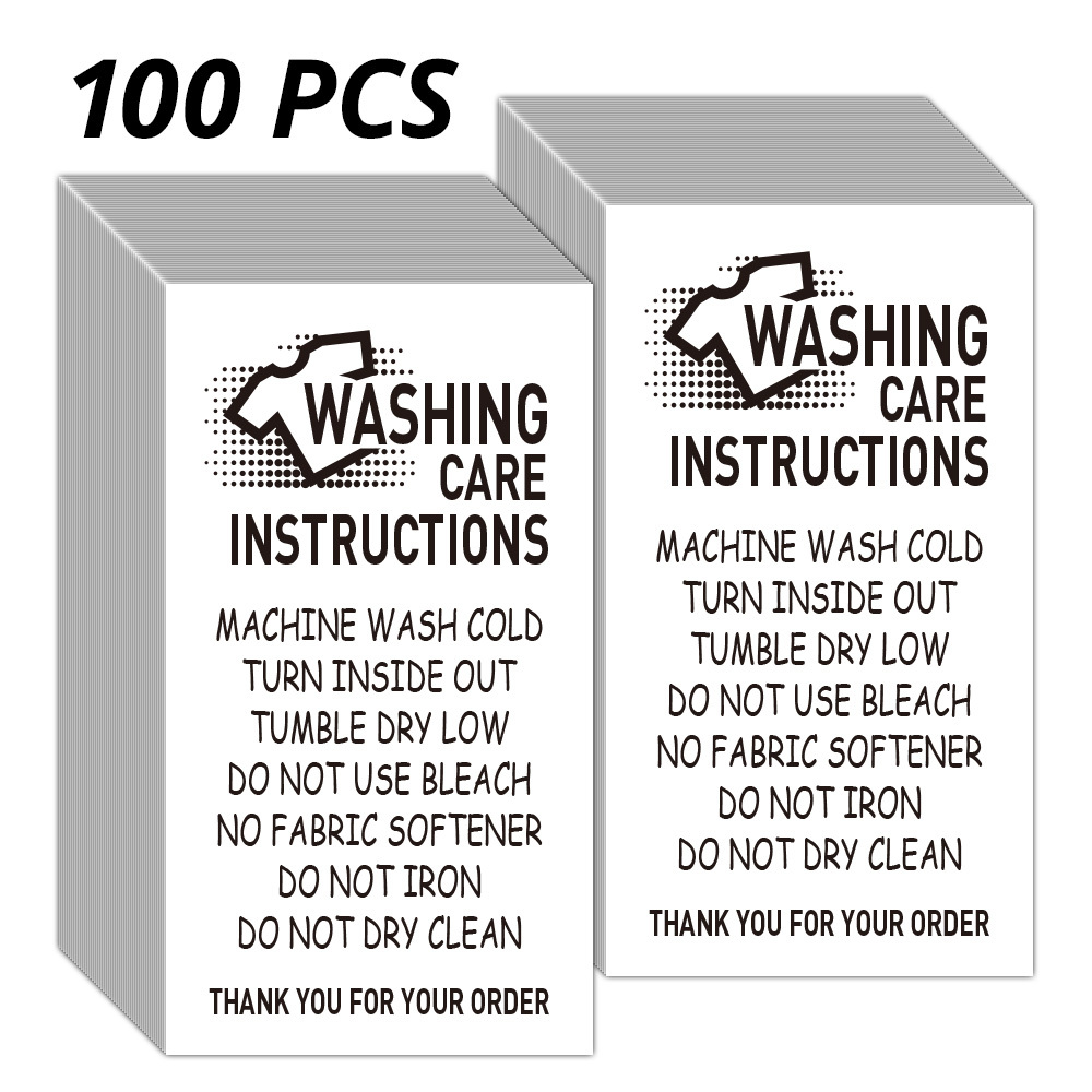 TEMU 50/100pcs Cartes d'instructions d'entretien de T-shirt non marquées, Cartes d'instructions d'entretien de chemise, Petites cartes d'instructions