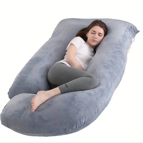 60 inch j shaped full body pillow with plush cover providing back leg and abdominal support for a and comfortable sleep