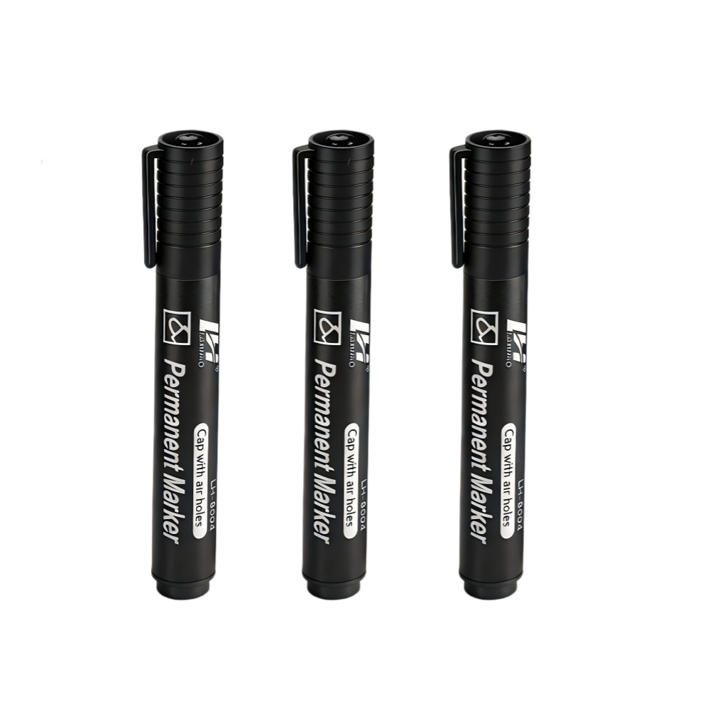 Image of 3/12 Black, Red, And Blue Optional 3mm Oily Big Head Marker Pen, And Non Fading Convenient Large Capacity Big Head Marker Pen, Non Erasable Marker Pen, School Office Supplies