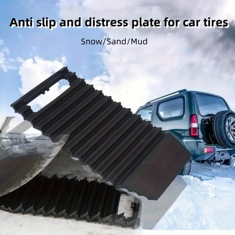 

1pc Anti-slip Tire Traction Mat, Snow/sand Mud Plate For Rvs And Cars, Plastic Grip Handle, Vehicle Recovery Accessory