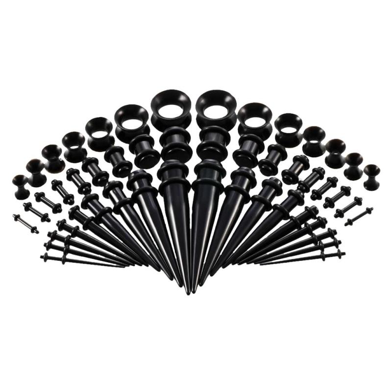 TEMU 50 Stück 14G-00G O-Ring Acryl Zylinderplügge und Silikon Tunnel Schwarz