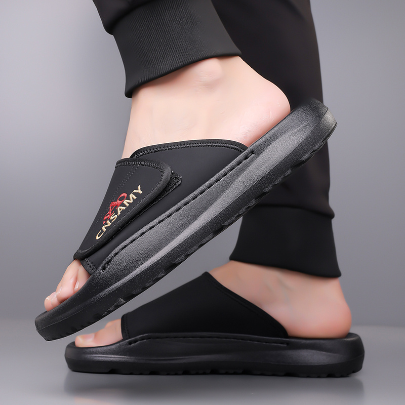 mens fashion anti   flops comfortable thick soled summer sandals durable eva material unisex design casual daily use non slip wear resistant driving home slippers for men 2025 new lightweight quick dry slides stylish open toe indoor outdoor   with   sole solid color round toe   1 pair 1   bag 2pcs set Product details 11