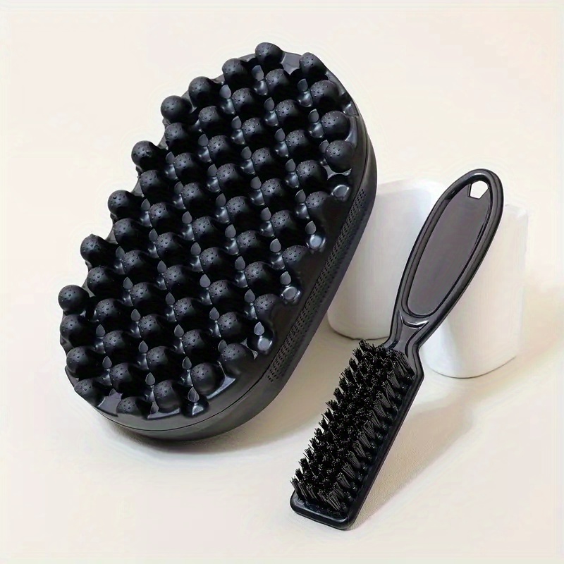 Image of 2pcs Twist Styler Brush, Curling Hair Sponge Barbers Styling Dreadlock & Cleaning Brush For Black Curls Hairdressing Massage Cleaning Tools For Men Afro Brush