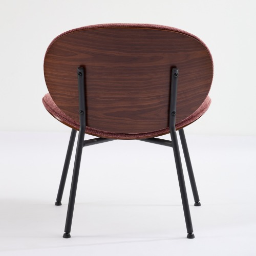 Mid-Century Modern Shell Chair - Single Side Accent Lounge Chair with Wide Walnut Wood Finish Shell & PU, Curved Wide Suitable for /Outdoor Use - Easy-Clean Cover, Assembly Required (for,, Bedroom)