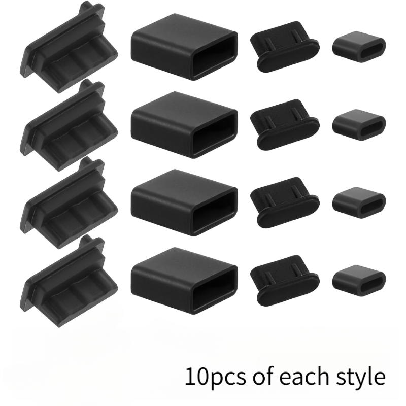 TEMU Lot de 40 cache-ports USB de 4 types, bouchons -poussière pour ports USB-A /, capuchons pour port de charge Type-C, port USB-C, protection