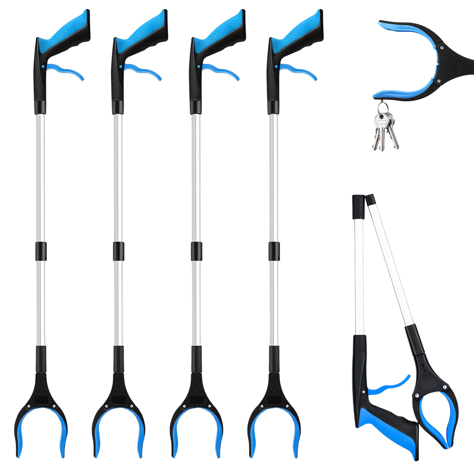 TEMU 4-pack 36-inch Foldable Grabber Reacher Tool, Heavy-duty Lightweight Reacher Tool With Ergonomic Handle And Non-slip Grip, Mobility Aid For