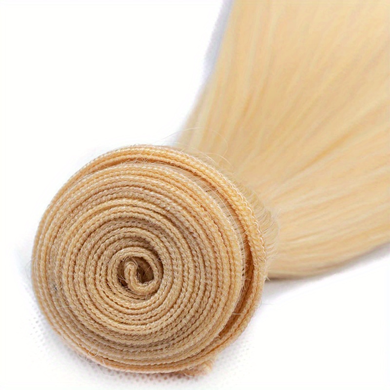 TEMU Straight 1 Bundle Hair, #613 Bleach Blonde, 1 Bundle(90g), Suitable For Women To Use, Restyled Easily, Natural Looking, Comfortable & Soft,