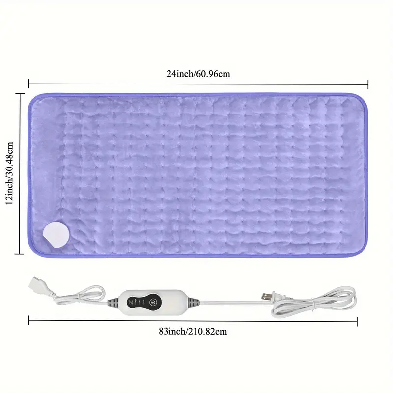 large size electric heating pad 24x12 portable shoulder back leg abdominal heating light beige friendly fabric quick heating to 140 f temperature control double sided heating 2 hour timer closed machine washable and dryable Product details 7