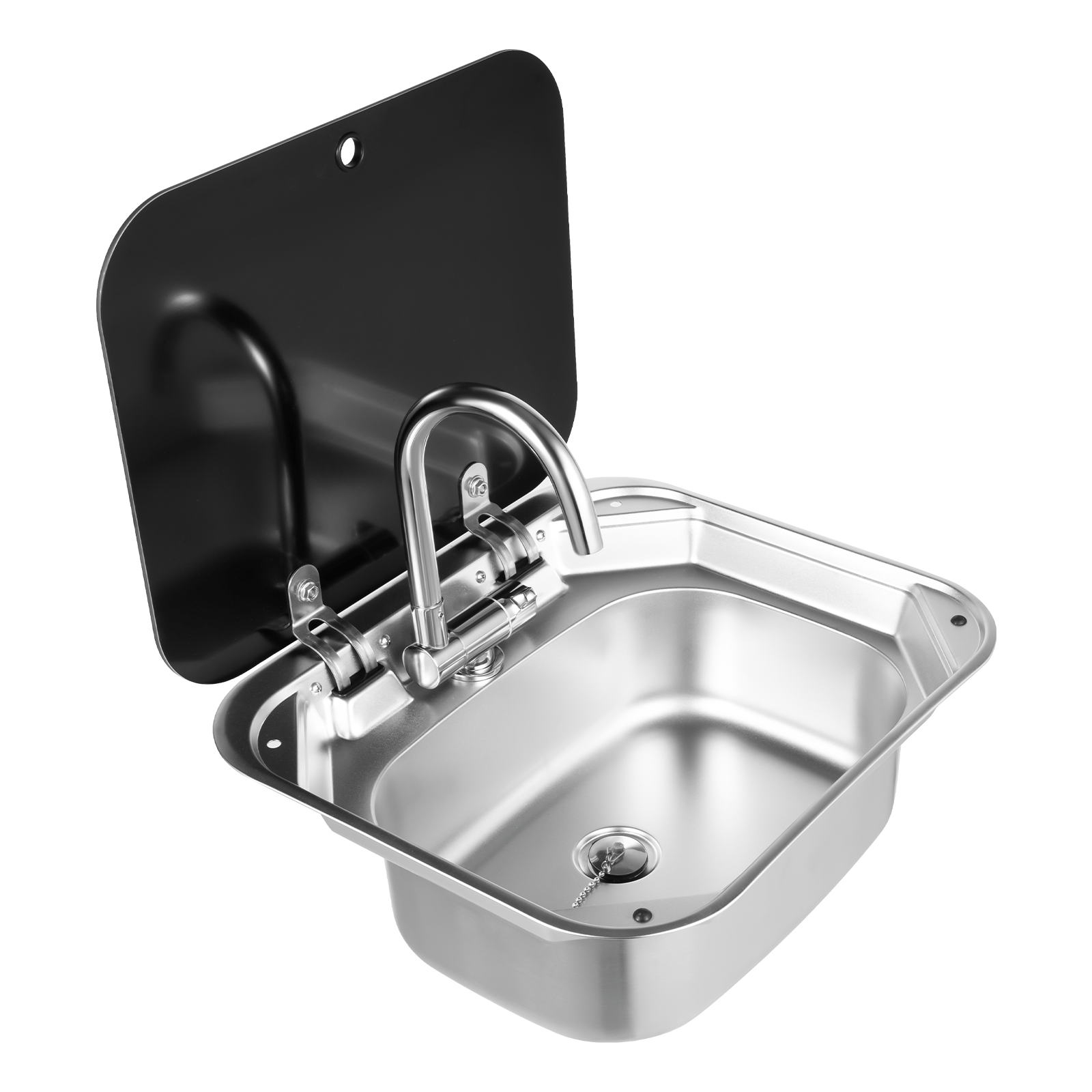 item picture rv camping sink set with faucet washing basin heavy duty stainless steel motorhome sink kit with spill proof design leakproof faucet