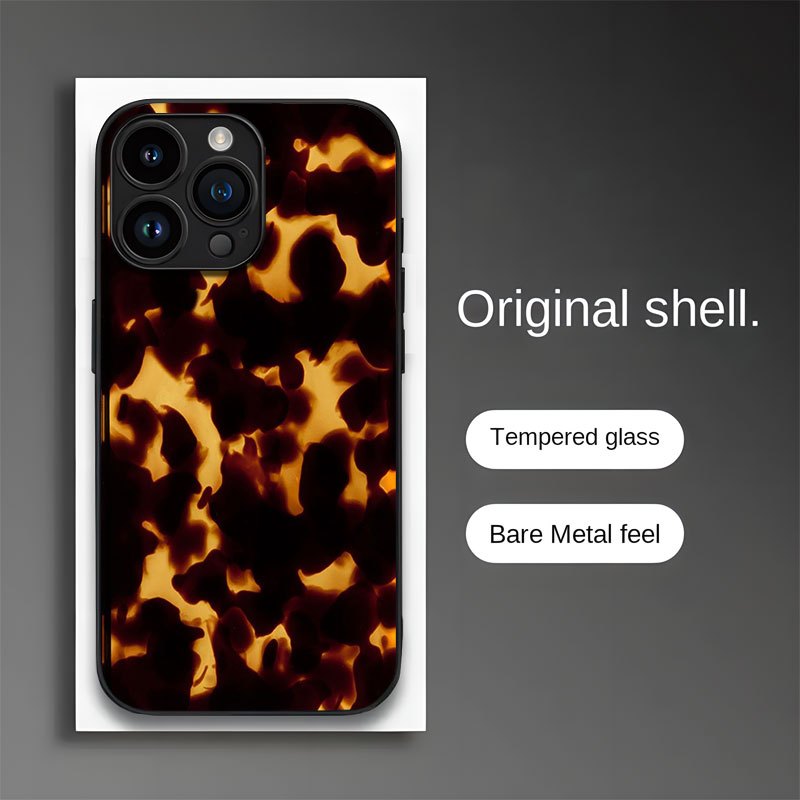TEMU Phone Case: Brown-yellow Gradient Transparent Textured Decorative Pattern + Tempered Glass Phone Case. Suitable For Iphone 17 Pro Max, Iphone 15