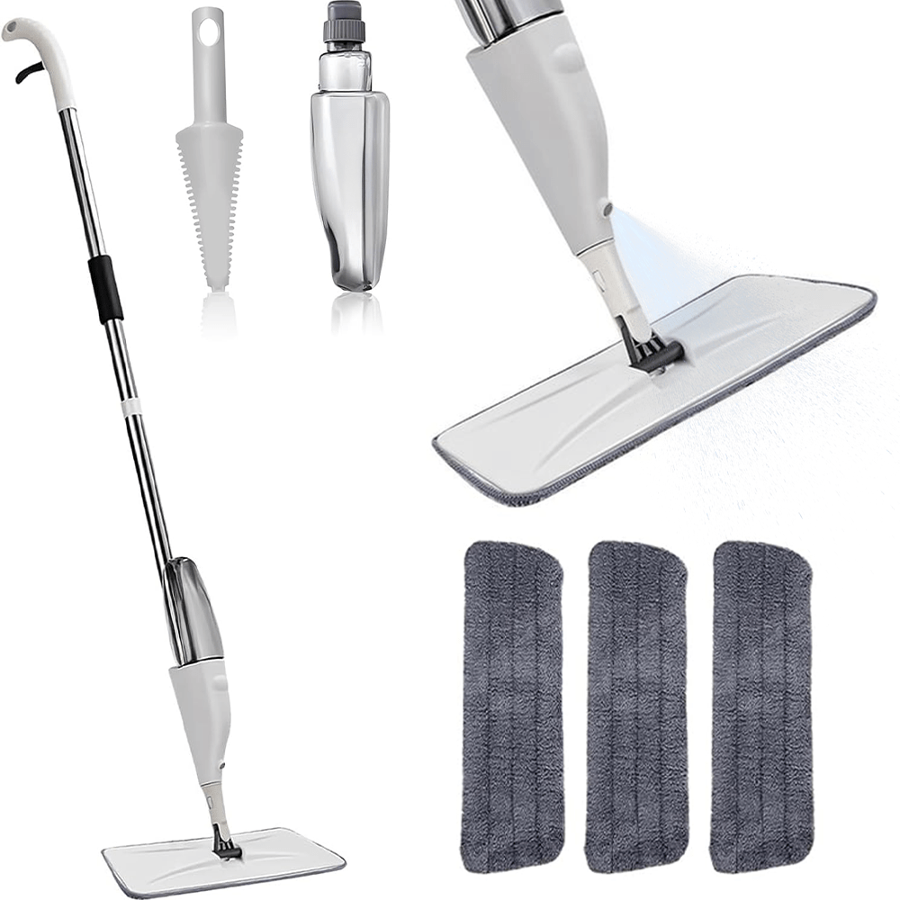 Spray Mop With Head & 3 Microfibre Pads -built-in Sprayer(non-electric) | Floor Cleaning System For Bathroom, Kitchen & Office, For Tiles, Laminate & Hardwood Floors | Lightweight & Refillable