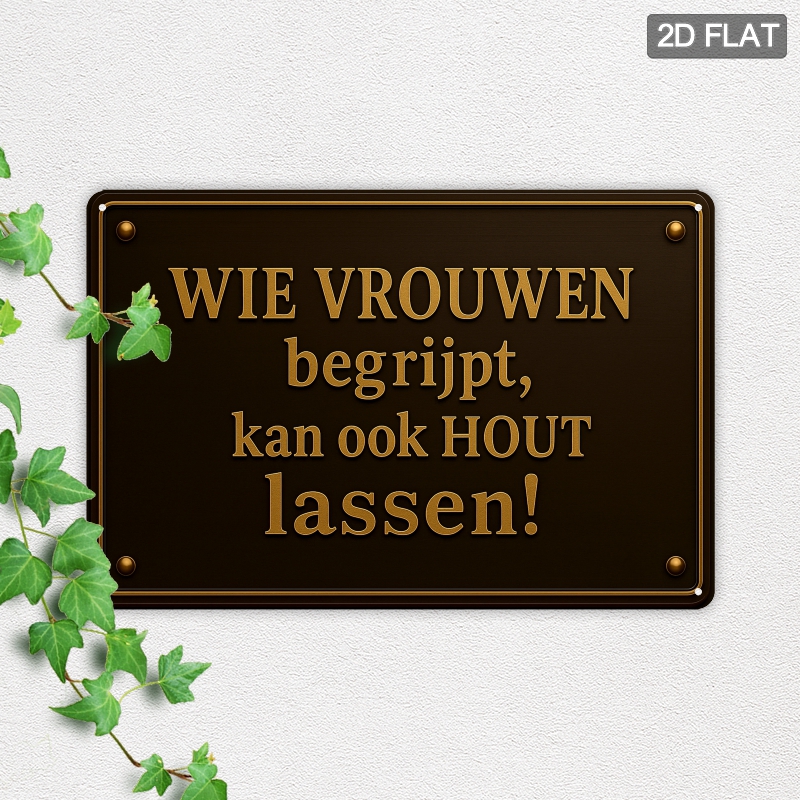 TEMU 2d Flat, 2d Flat - 1pc Vintage Dutch Metal Wall Art Sign | "people Who Women Can Weld Wood" Proverb - 19.81x29.97cm Decorative Plaque, Suitable