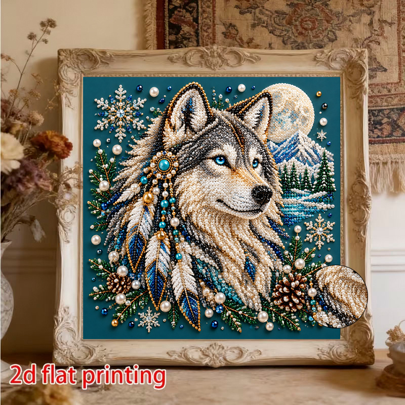 TEMU (animal Landscape Pattern) Adult Beginner Pearl Art Painting Kit, Includes Round Pearls, Shiny Gems, Clear Symbols, Full Set Of Tools, And Spare