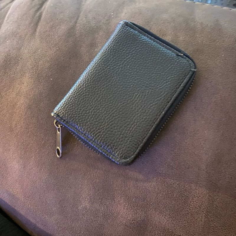 TEMU 1 Random Slim Rfid Blocking Card Holder, 20-slot Metal Shielding Wallet For Men, Business Minimalist Zipper Design, Durable Card Organizer,