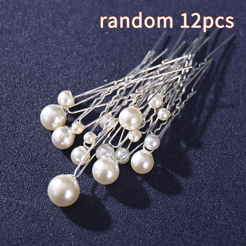 Random Size Pearl Fork Bridal Headpiece with U-Clip
