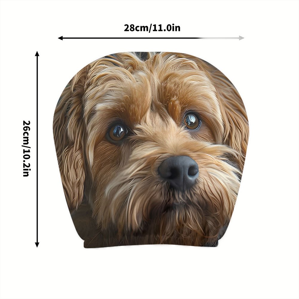 Premium 2pcs Set, Cute Puppy Fluffy Warm Theme Hd Printed Car Headrest Covers, Convenient And Washable, , Suitable For Daily , , Road Trips, Etc