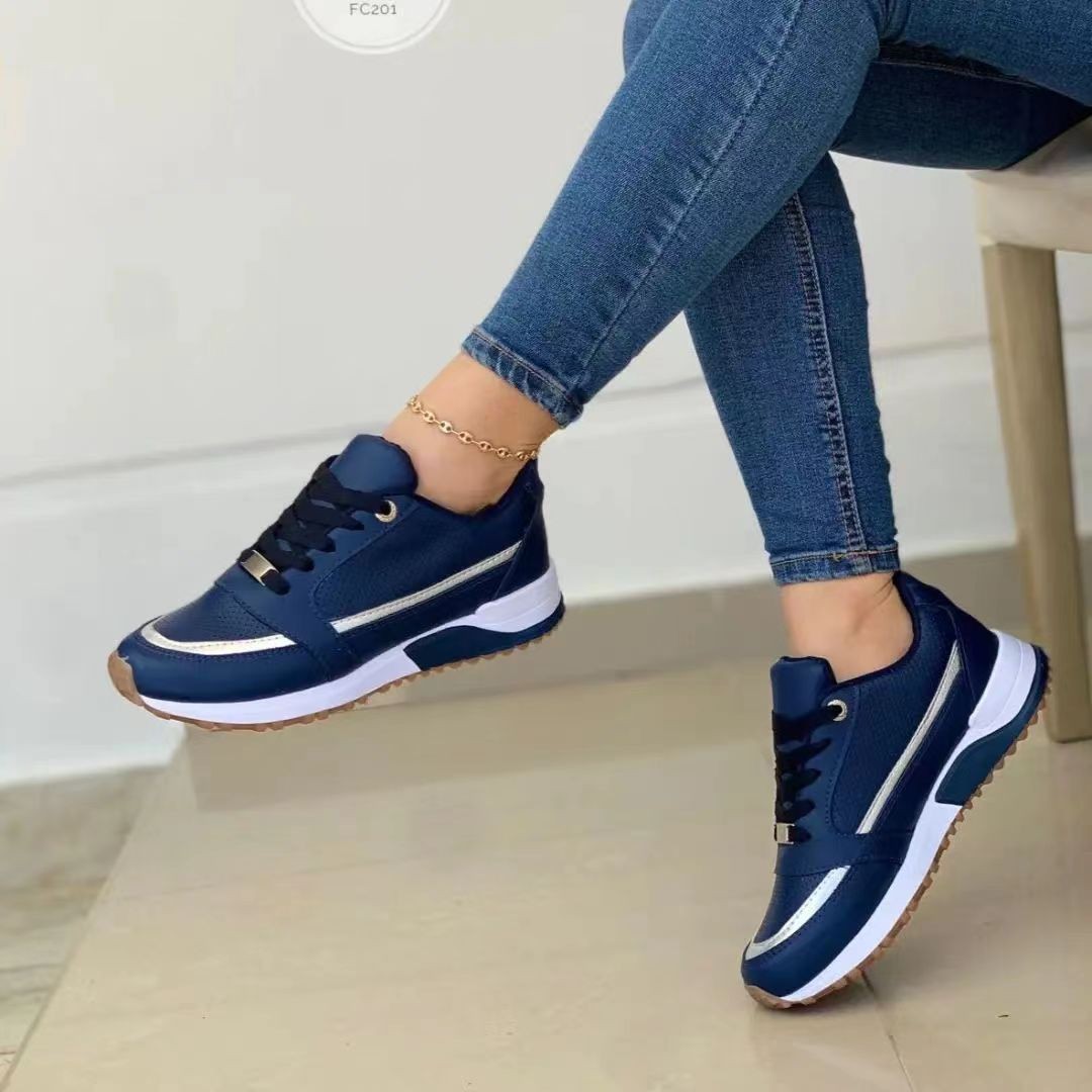 Image of Women's Casual Light Height-increasing Daily Commuter Versatile Lace-up Sneakers, Women Shoes