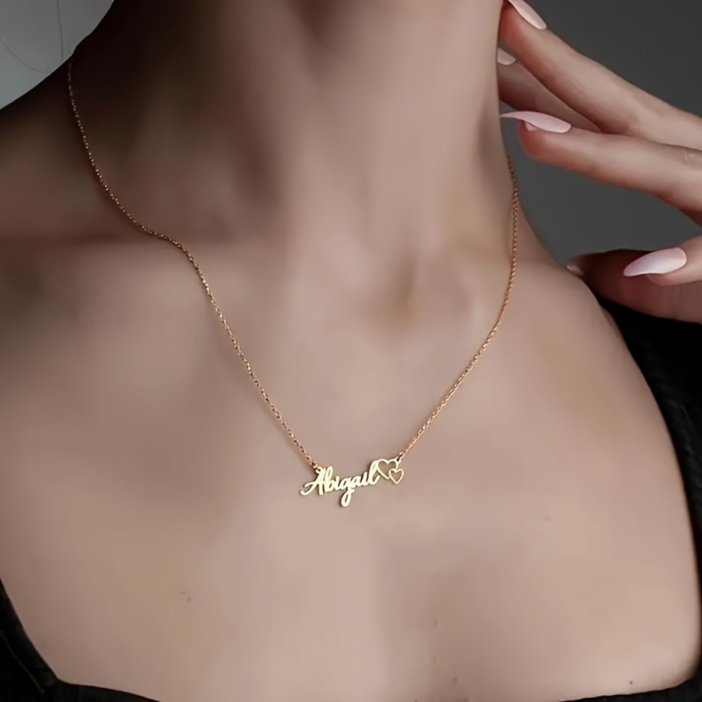 Personalized Heart Name Necklace - Unique Double Heart Pendant