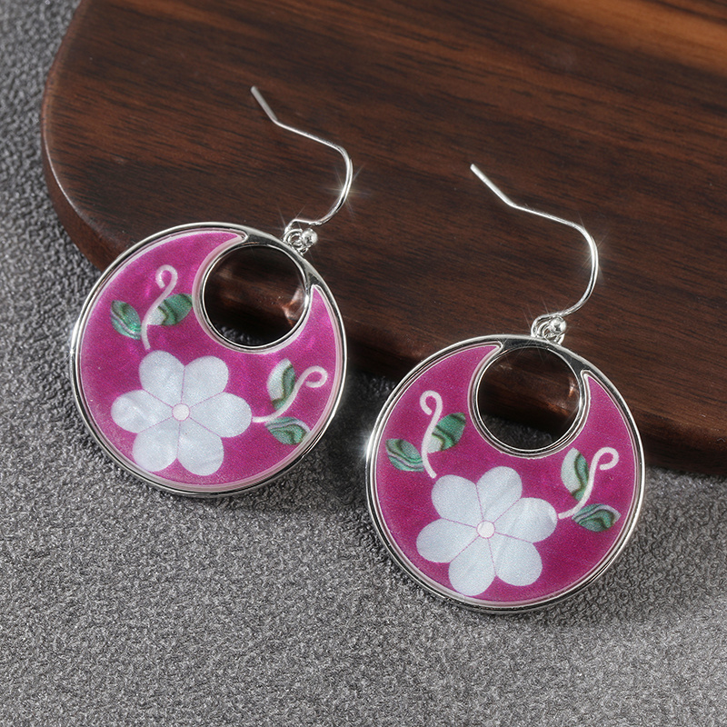 Women's Acrylic Dangle Flower Leaves Pattern Earrings