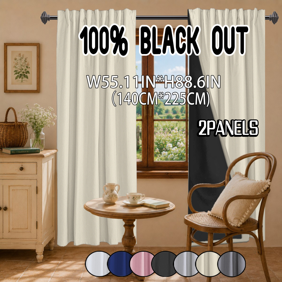 TEMU 2pcs Set, 100% Blackout, Noise-reducing, And Thermal-insulating Curtains, Vintage Laminated Finish Design, Made Of Polyester, Modern Minimalist