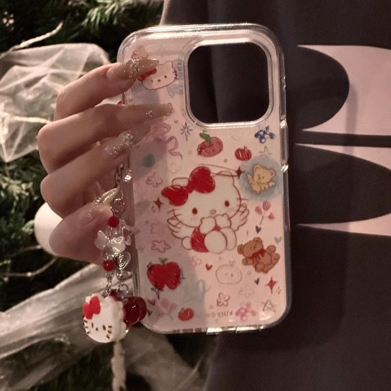 Graffiti Kitty Case Suitable for Apple 16 Pro Max, Compatible with Iphone 15 Pro/14 Pro, Dual-Layer IMD Design, High-End Feel, Cute for, Bracelet Style, Trendy Protective Cover for 16 - Image 3