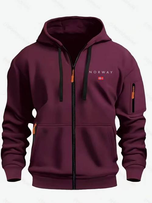 herre ny multi-lomme sweatshirt, nem fitness mode casual hættejakke med bogstavprint