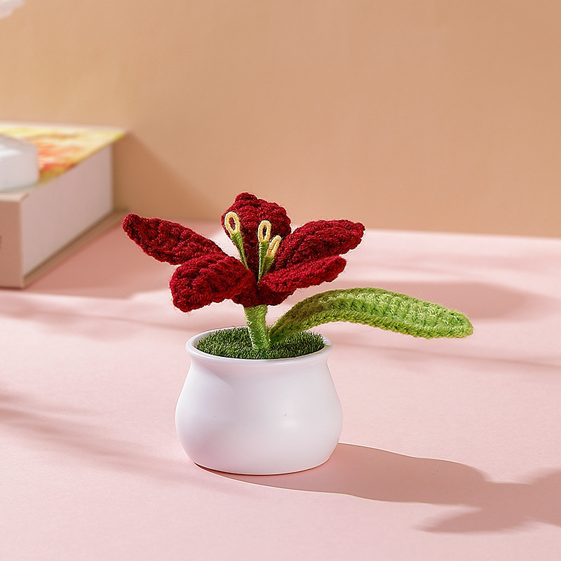 TEMU en macetas hechos a , flores de hilo sintético artesanales, perfectas para regalos de , regalos de San Valentín y arreglos de tulipanes