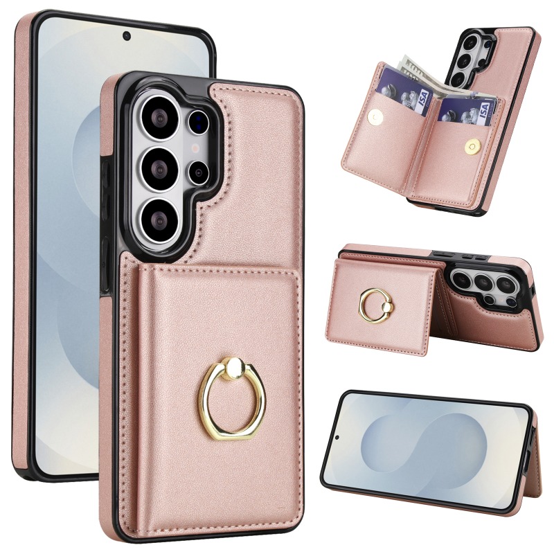 TEMU Phone Case: Fashionable Solid Holder Card Slot Phone Case For Galaxy S21 S22 S23 S24 S25 Plus S26 Ultra Drop-proof Protective Cover