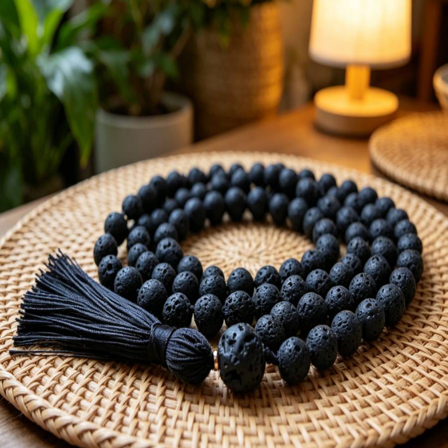 TEMU 6mm Bohemian Stone Beads Elastic Bracelet, Women's 108 Elastic Necklace With Tassels, Handmade Natural Stone Bead Hand Chain, Fashion Unisex