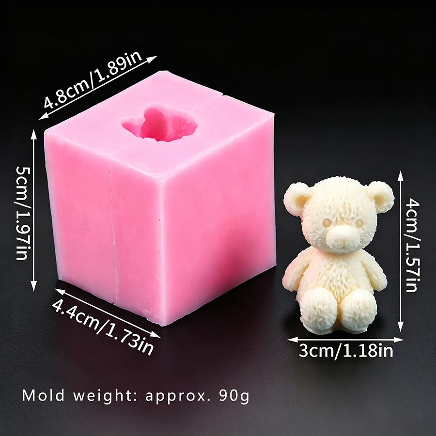 TEMU Stampo per candele Orsetto 3D cartone animato in silicone, stampo per orsetto seduto, ornamenti decorativi, candele per aromaterapia, stampi in