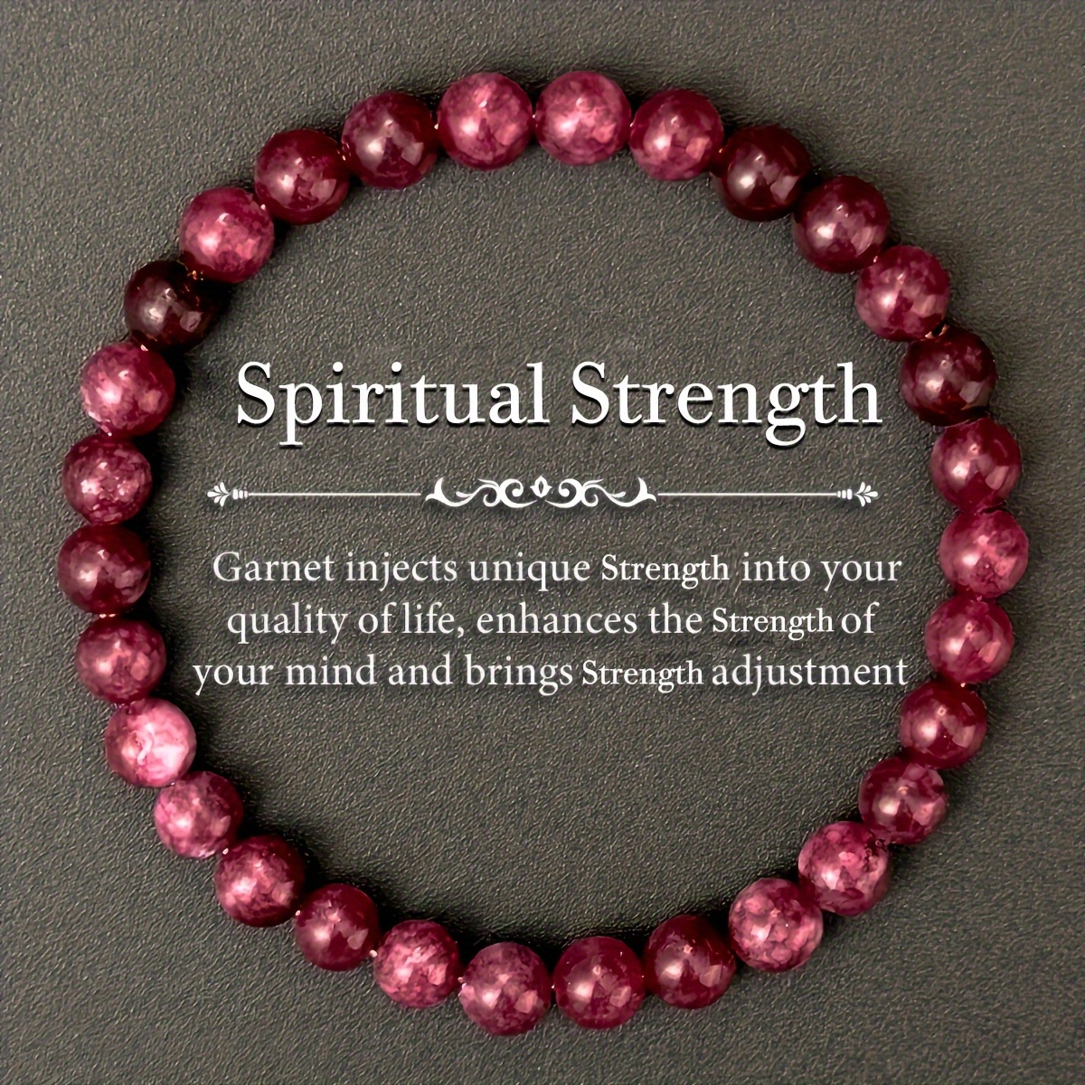 TEMU 1pc Garnet Bracelet, Featuring 6mm Garnet Beads, Serves As A Wrist Rosary That Represents Positivity, , And Renewal, Making It An Ideal Handmade