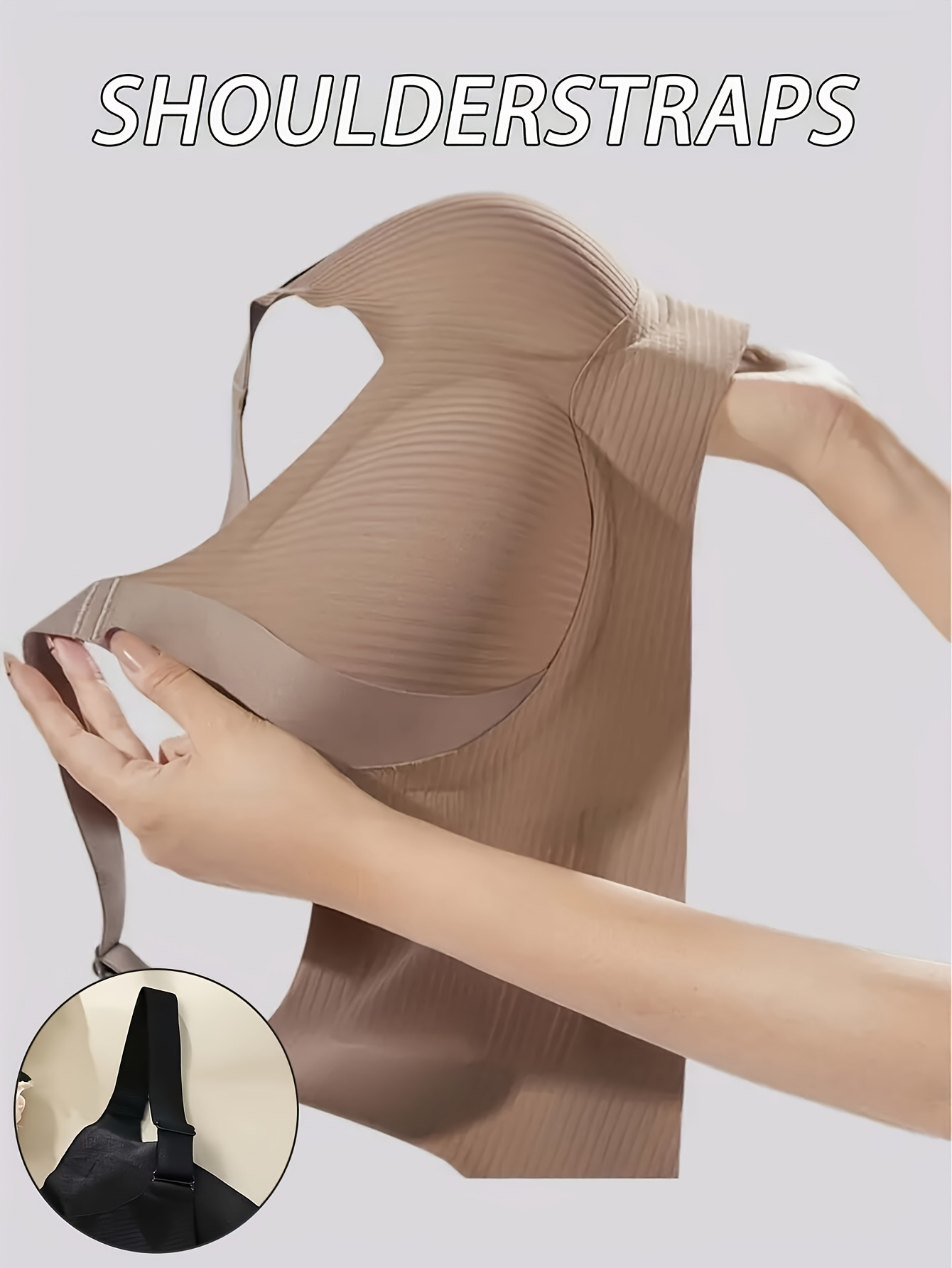 womens v neck striped bra set of 8 comfortable wire   support t shirt seamless bra   elegant style Product details 3