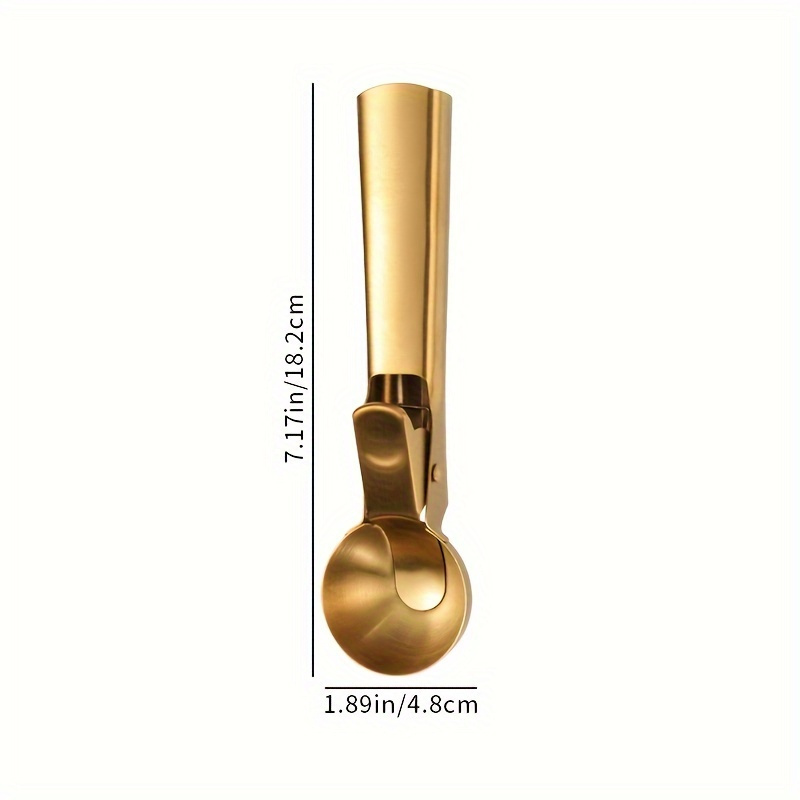 TEMU 1pc Heavy-duty Stainless Steel Ice Cream Scoop With Trigger, High Temperature Dishwasher Safe, Comfortable Grip, Suitable For Ice Cream And