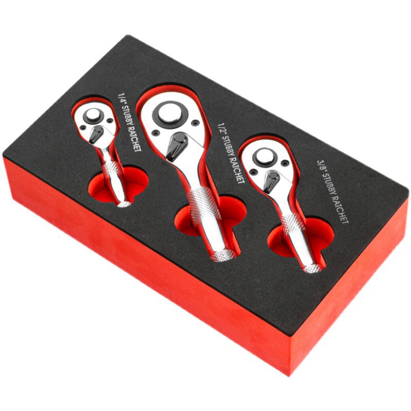 TEMU Set Of 3 Compact Ratchet Wrenches Featuring A 72-tooth Quick-release Mechanism, Designed For 1/4", 3/8", And 1/2" Drives. This Low-profile