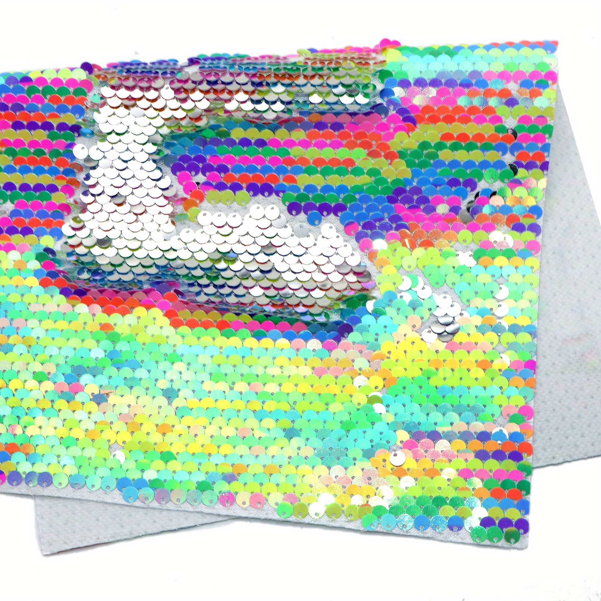 1pc 7.87x12.99inch Reversible Sequins Fish Scale Mermaid Fabric Iridescent Plain Solid Color Sequins Material For Diy Garment Handbags Pouches Crafts