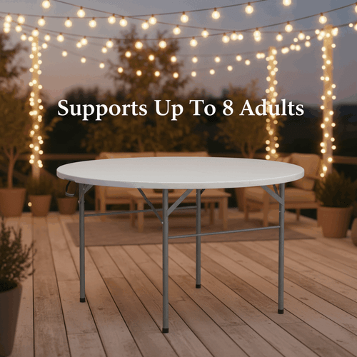 1 pack round bi folding table suitable for indoor outdoor use heavy duty portable folding table with polished plastic space saving suitable for parties weddings picnic patio camping commercial events