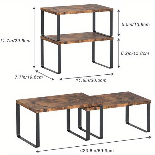 4pcs kitchen cabinet shelf organizers wooden counter top organizer racks for kitchen cabinet multipurpose pantry spice rack stackable expandable storage