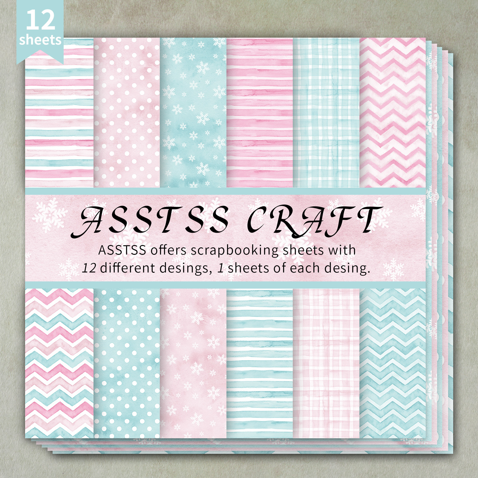 TEMU 12-sheet Asstss Scrapbooking Paper Pad, Whimsical Winter Backing Paper Supplies, Heavyweight Cardstock For Journaling, Collage Art, Greeting