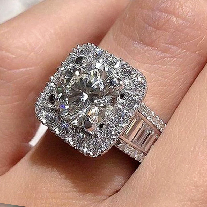 S925 Women's Hearts And Arrows Full Set Moissanite Wedding Engagement Ring, Women's Promise Ring, Suitable For Daily Wear, Suitable For , ' Valentine's Day, Party - Christmas Perfect Gift