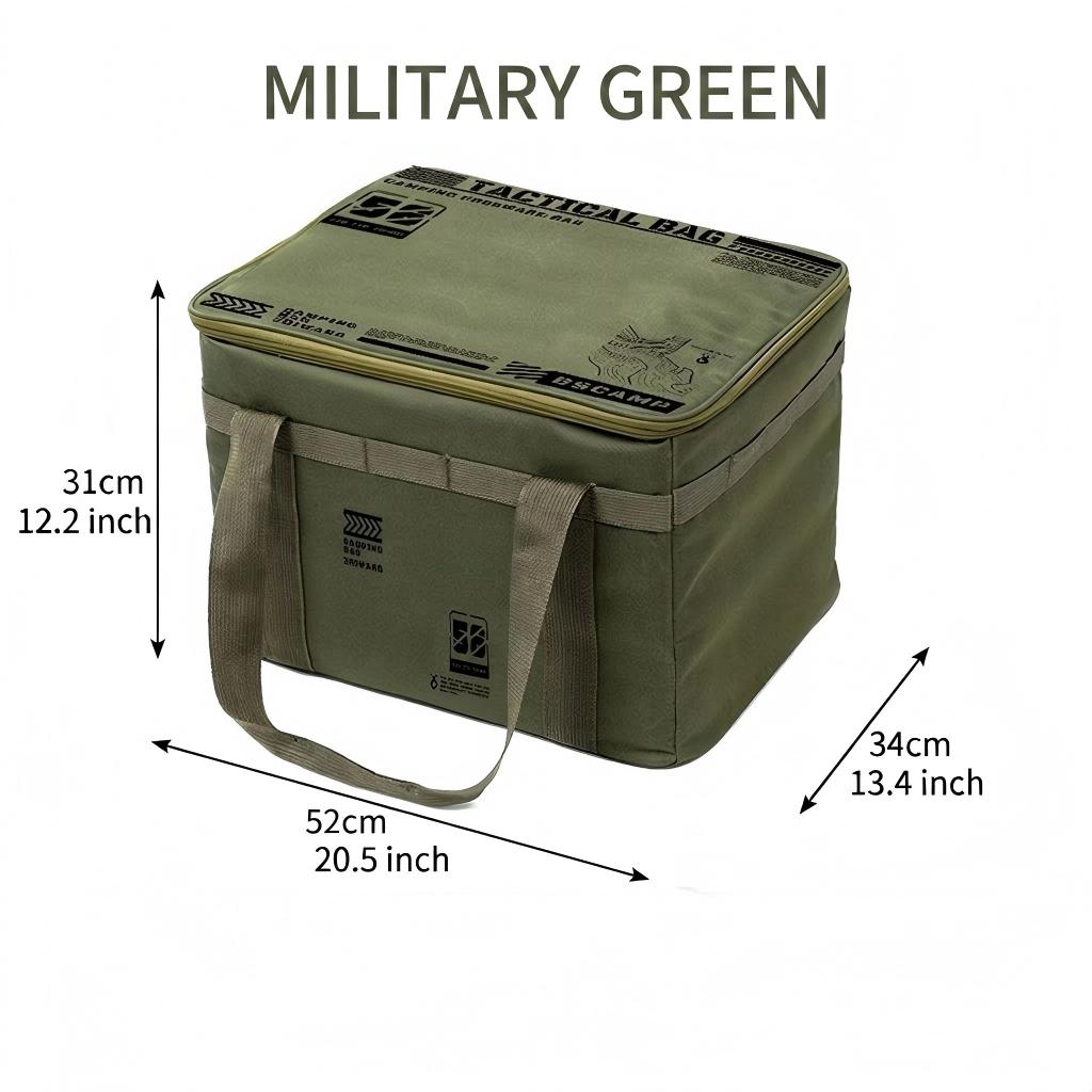 TEMU Sac de rangement tactique grande capacité 56L, organisateur d'ustensiles de cuisine de camping air, boîte de transport manuelle portable,