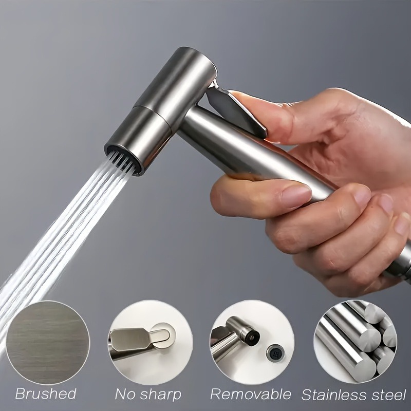 304 stainless steel high pressure toilet bidet sprayer modern bathroom accessory with adjustable water outlet wall mounted no battery needed chrome   bathroom sprayer sleek bidet sprayer durable bidet sprayer bathroom spraye