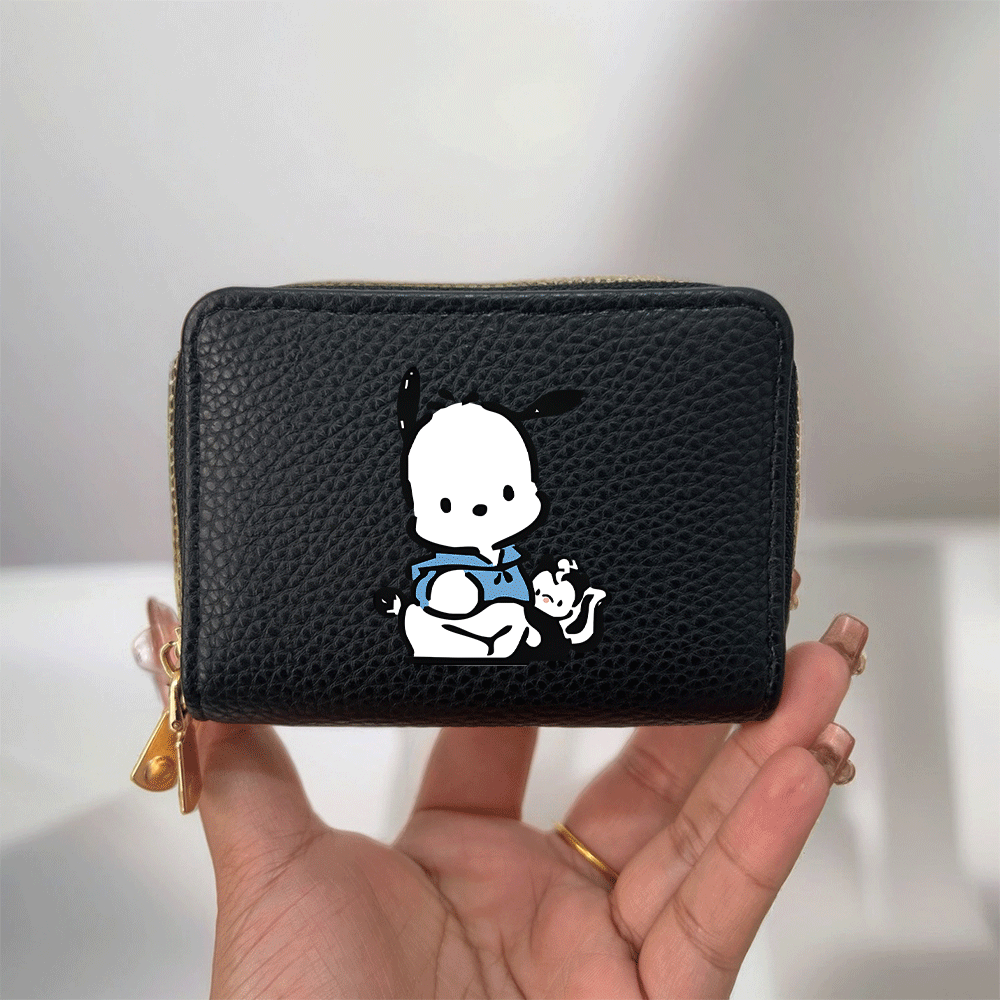 

1pc Sanrio Pochaccoz Minimalist Leather Wallet, Large Capacity Credit Card Case With Polyester Lining, Travel & With Zip Pocket