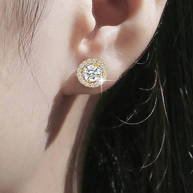 1pair 0.5/1/2/3 Carat 925 Silvery Round Moissanite Earrings