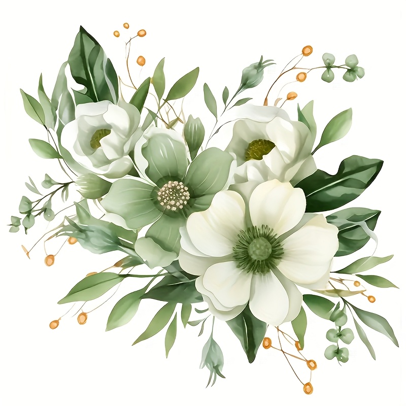 7-inch Stunning Green Floral Vinyl Sticker, Suitable For Cars, Laptops, Bottles, Trucks, Phones, Motorcycles, Windows, Walls, And Cups