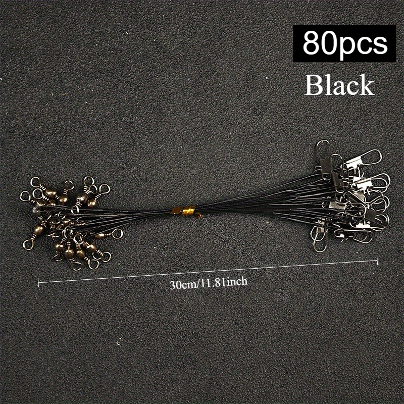 TEMU Avlcoaky 80 pièces Préhenseur de Ligne de Pêche en Fil d'Acier avec Émerillon et Mousqueton, Couleurs Assorties, Préhenseur en Acier Inoxydable