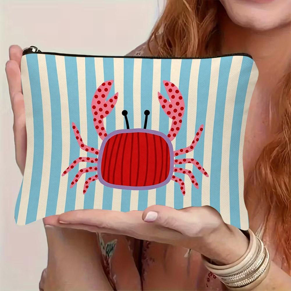 TEMU 1pc Crab-themed Makeup Bag & Toiletry - Multifunctional Portable Travel Pouch With Crab, Suitable For Mothers, Girlfriends, , Crab Gift For,