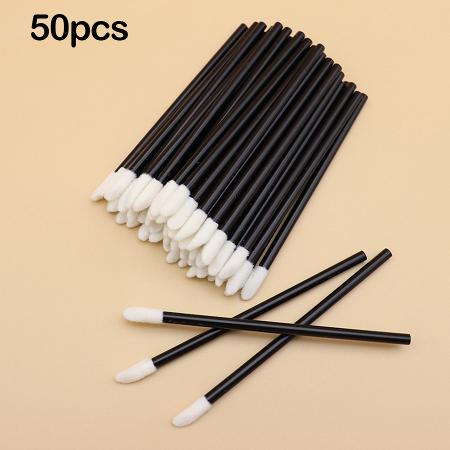 50pcs Disposable Lip Brushes, Gloss Applicators - Lint Free Makeup Applicator Brush Tool