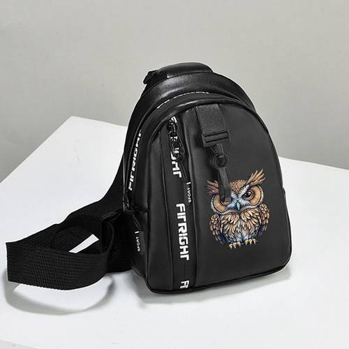 1 small chest bag featuring an owl print casual outdoor sports and travel a trendy shoulder sling bag