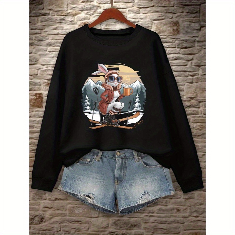 

On Sweatshirt, Crew Neck Casual Sweatshirt For Fall & Spring, Women's Clothing